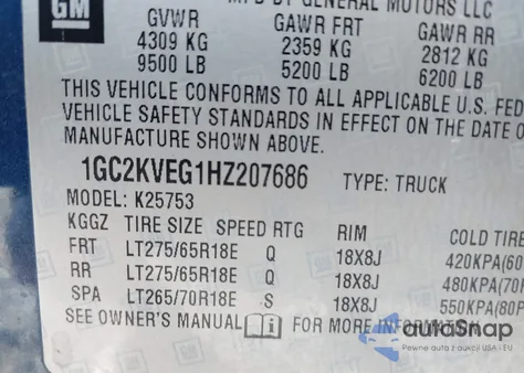 2017 Chevrolet Silverado K2500 Heavy Duty Lt from USA, damaged, VIN 1GC2KVEG1HZ207686